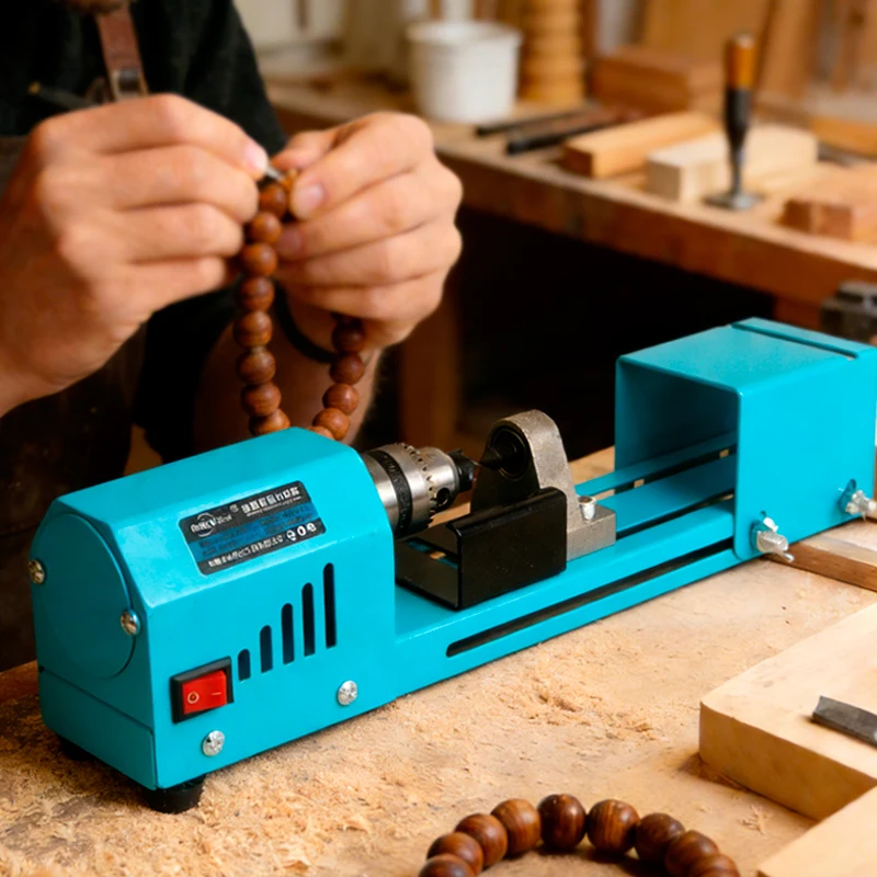 

Mini Wood Lathe Machine Set 7 Speed Miniature Buddha Pearl Lathe DIY Woodworking Beads Grinding Polishing Drill Rotary Tool
