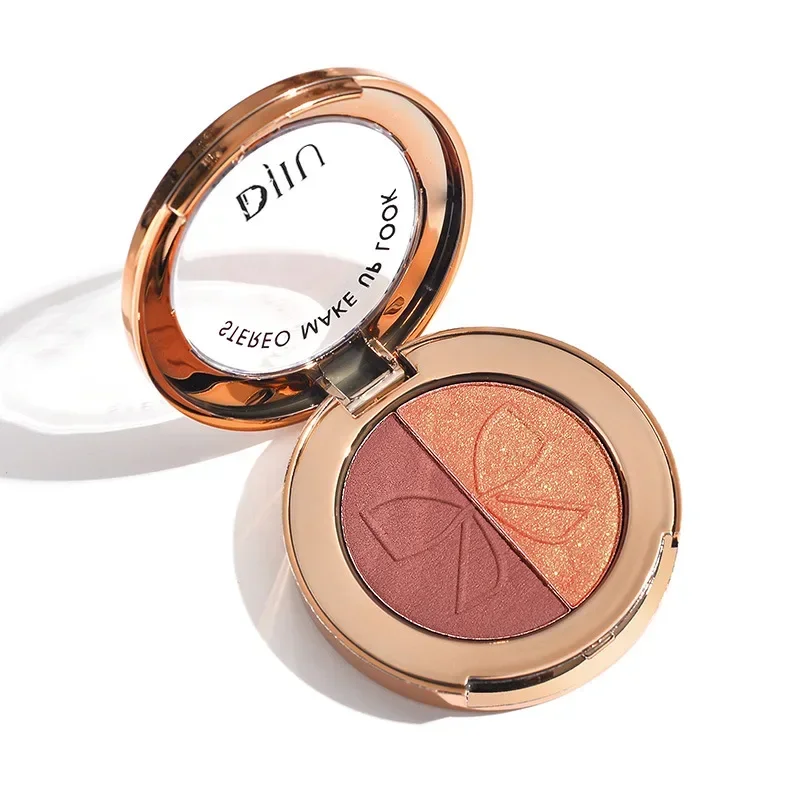 Neutral Earthy Dual Eyeshadow Palette Matte Shimmer Gold Glitter Shades Compact Travel-Friendly Design for Easy Application