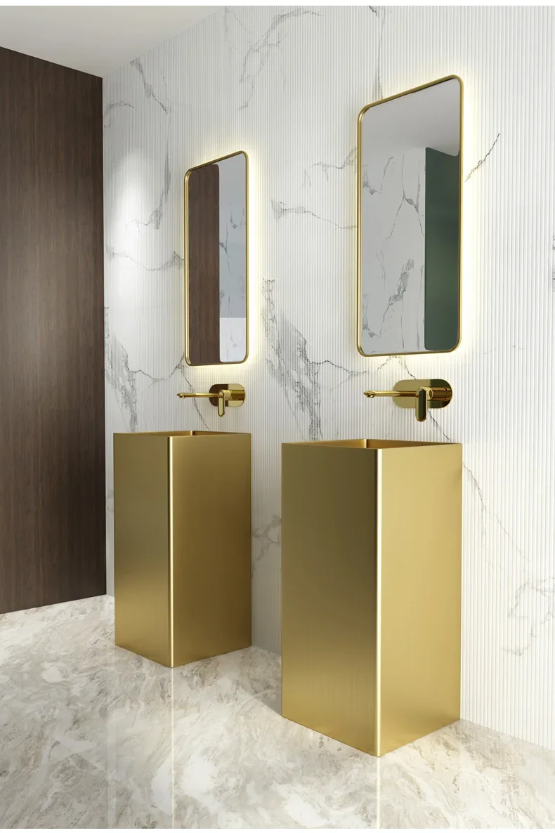 Gold stainless steel washbasin, indoor integrated floor standing basin, washbasin, and basin in between YX963TB