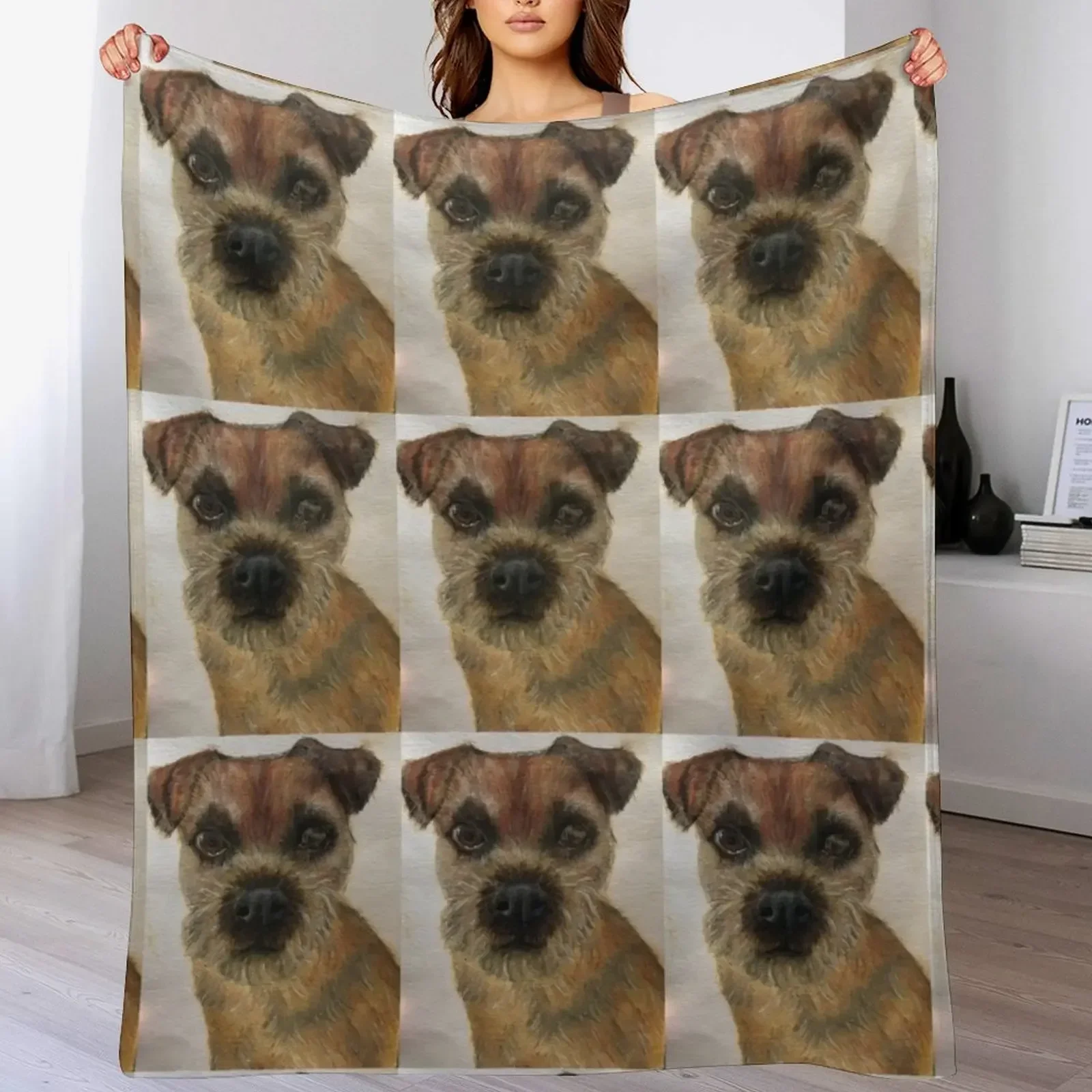 

Hand painted border terrier Throw Blanket Hairy Loose Hair christmas decoration Blankets