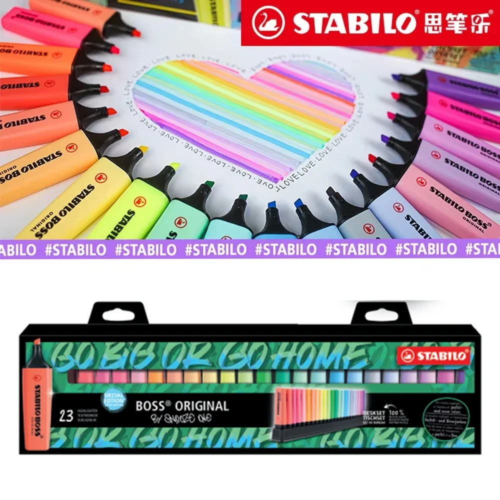 Germany Stabilo Original 23 Fluorescent Highlighter Pastel Ink Pen Marker 50th Anniversary Desk Set Office Pen Pastel