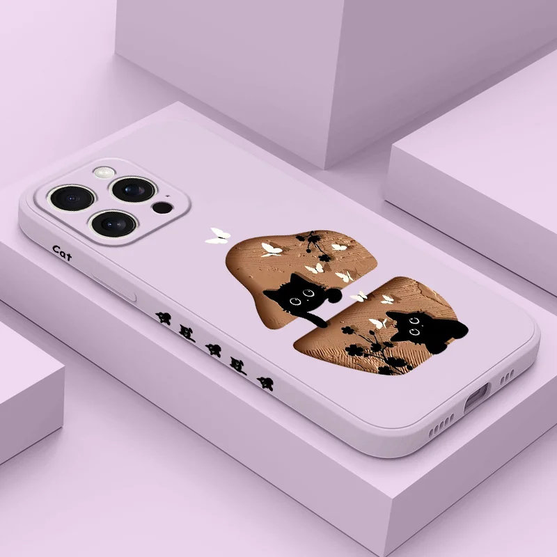 

Cute Cookie Cat Phone Case For iPhone 17 16 16e 15 14 13 Plus Pro Max Mini Silicone Cover