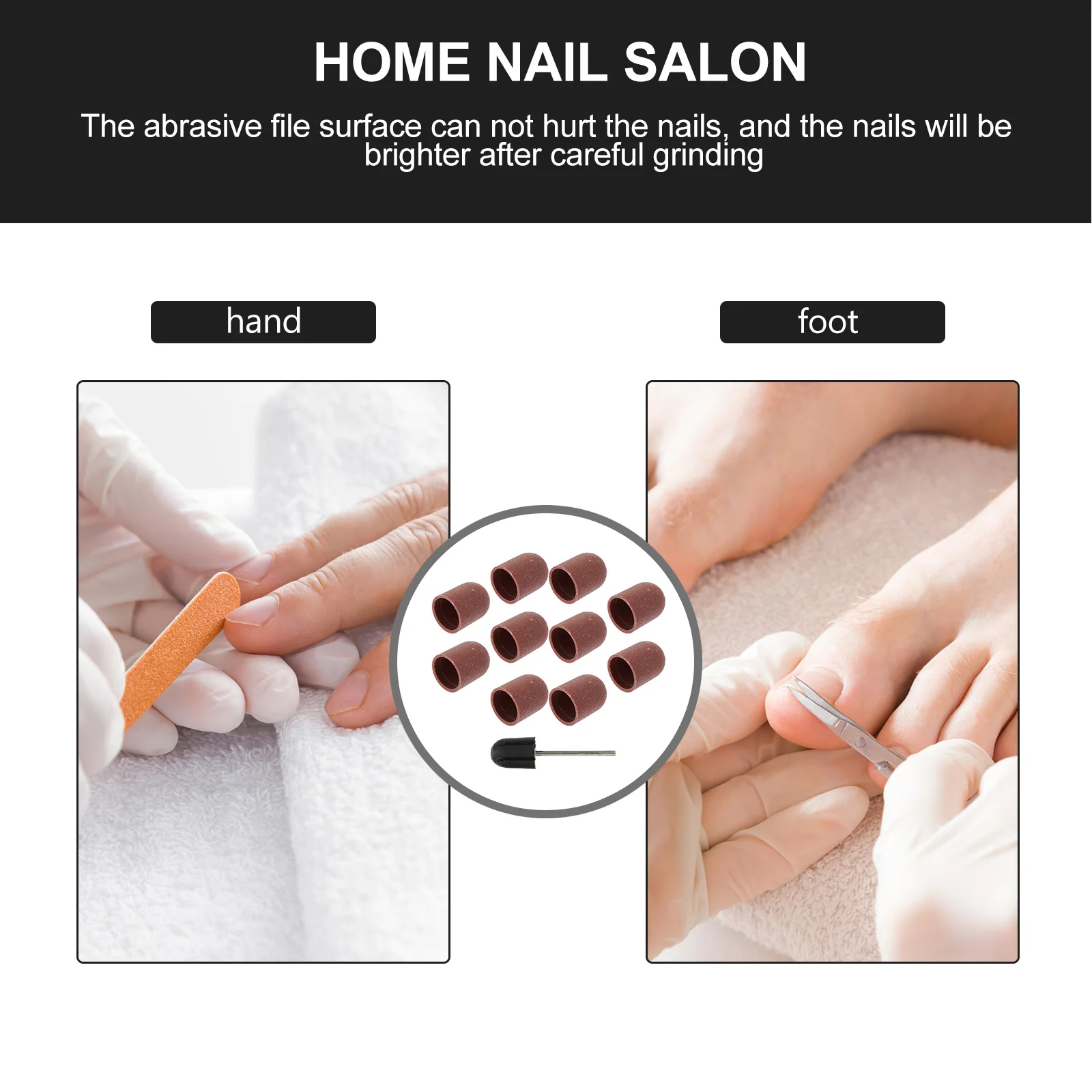 10Pcs Nail Grinding Head Caps Practical Long Time Use Cuticle Trimmer Pedicure Tool Sanding Caps Nail Grinding Head