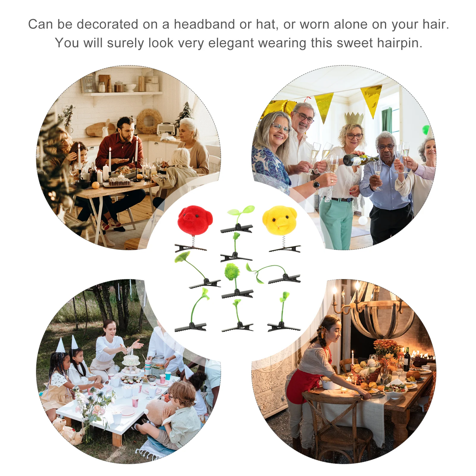 

10Pcs Women Flower Hairpin Sprout Grass Clip Delicate Fruit Hair Clips Headwear Random Design Sweet Gift Idea