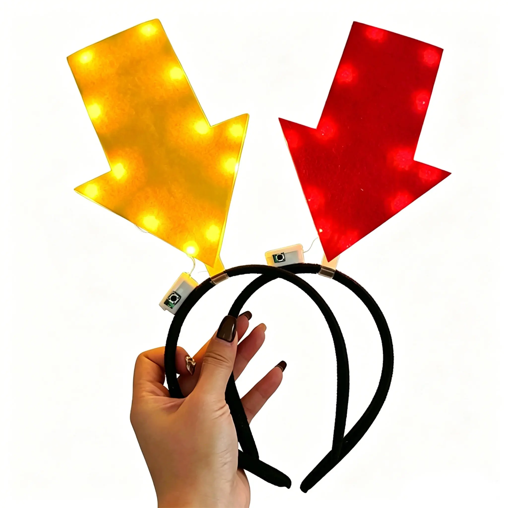 1pcs Led Light Up Unique Arrow Light Headband Glow Funny Novelty Hair Hoop Girl Headgear Holiday Hair Hoop Costume Headpiece