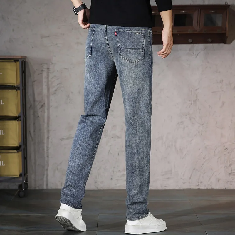 Extra Long Jeans Tall Guys 110CM 115CM Long Thick Pants Elastic Slim Fit Young People Stretched Fashion Boys Male Denim Trousers