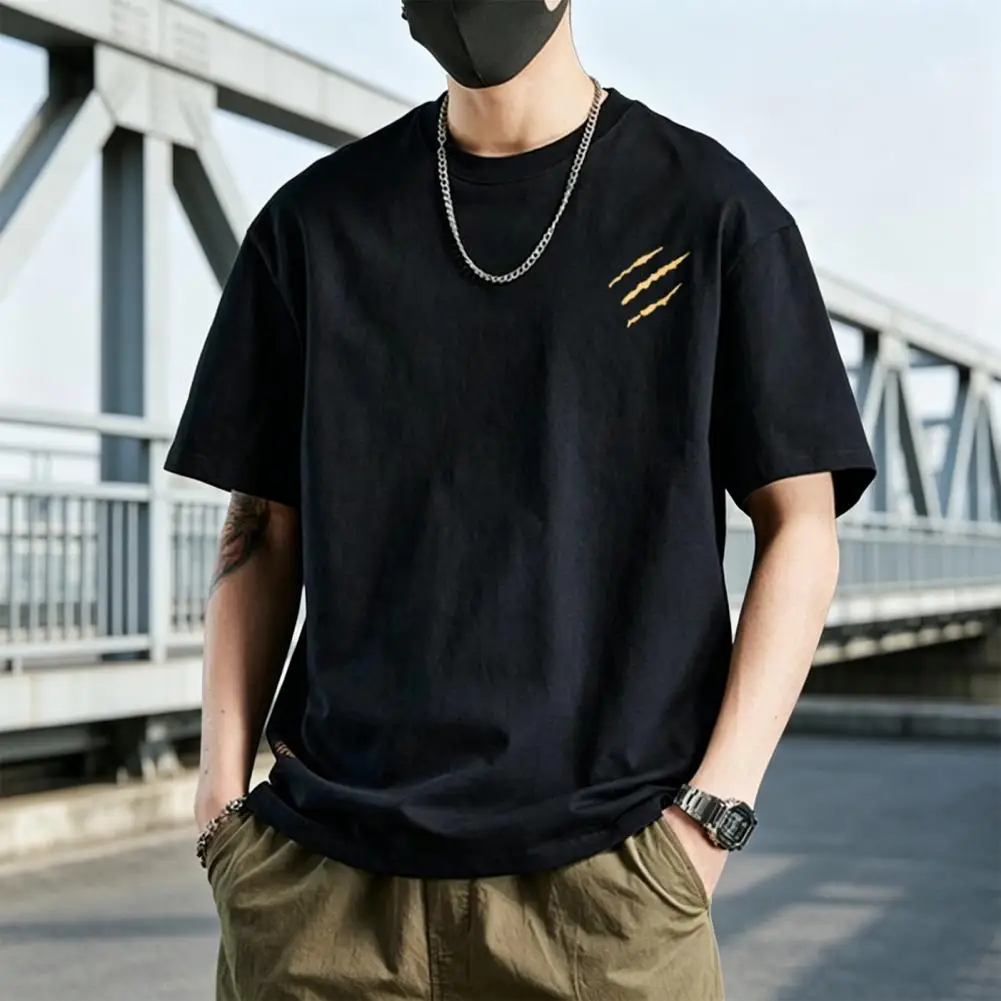 

Cotton Blend Men Tee Casual Solid Color Simple Design Summer Tee Breathable Loose Fit Shirt for Daily Wear Beach Street