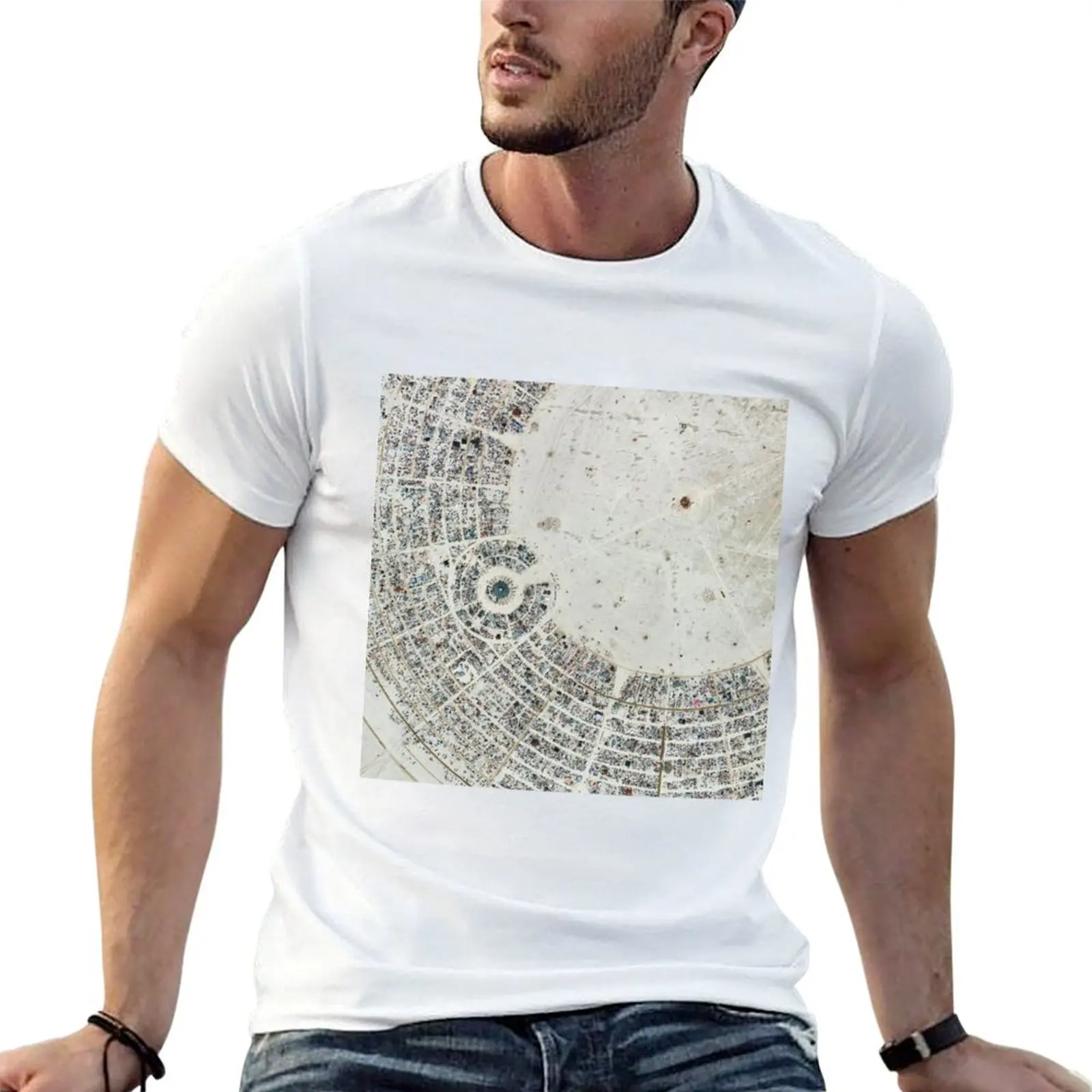 Burning Man festival, satellite image (C007/4823) T-shirt summer clothes blacks aesthetic clothes boys whites tshirts for men