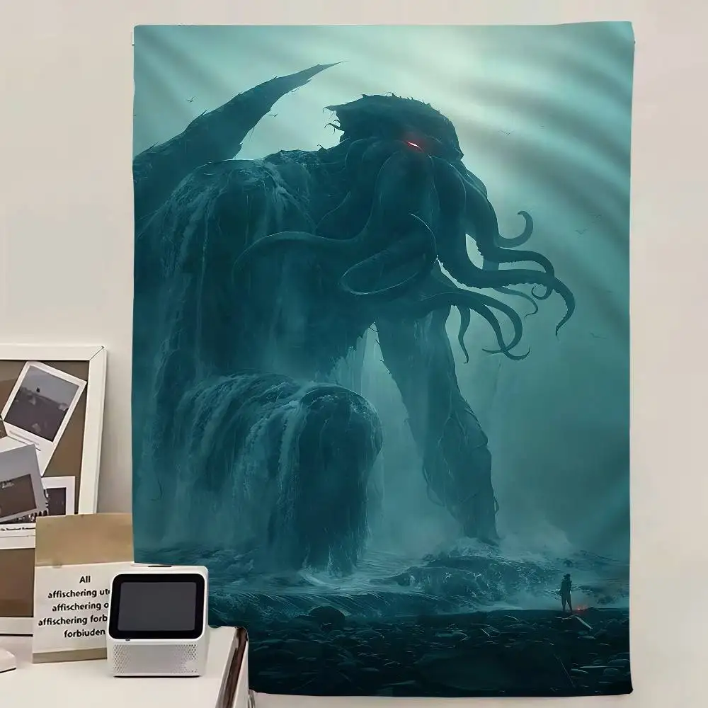 G-God Of Cthulhu DIY Wall Tapestry Hanging Tarot Hippie Wall Rugs Dorm INS Home Decor