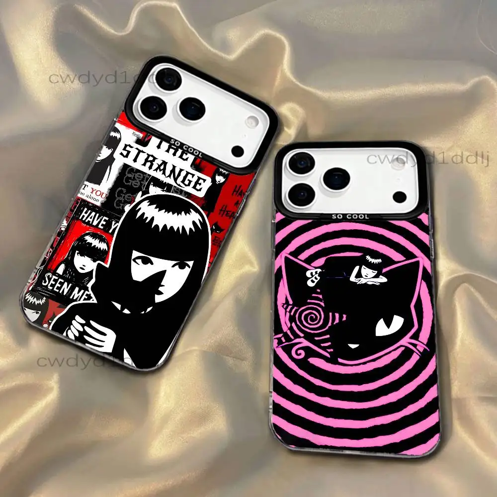 

E-Emily The Strange Cat Emo Phone Case For iPhone 17,16,15,14,13,12,X,8,Pro,Max,Plus,SE4,Air,Mini HD Black IMD Matte