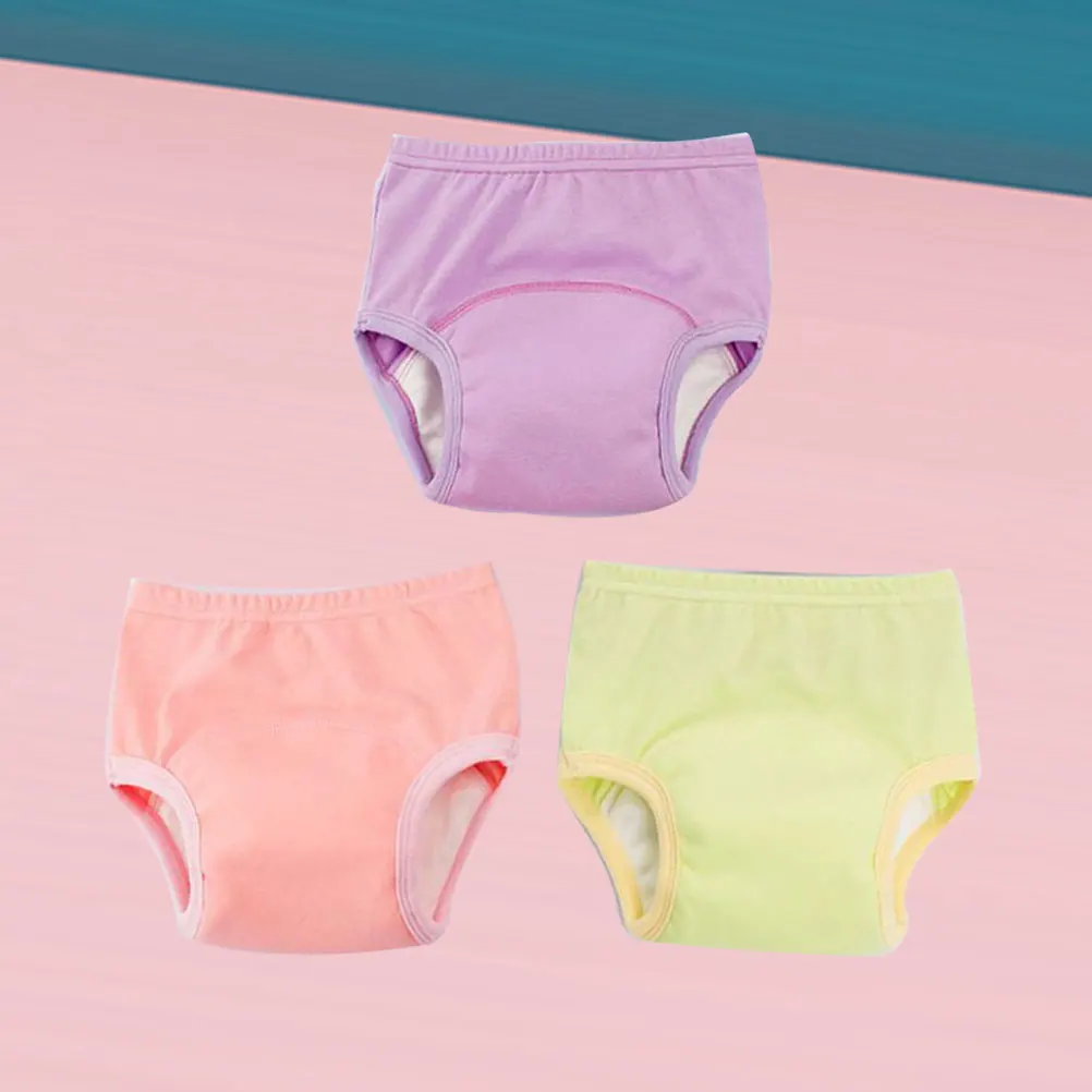 

3pcs 90Cm Baby Training Pants Cotton Diaper Pants Washable Breathable High Elastic Waist Spandex Legs Comfortable Pure Cotton