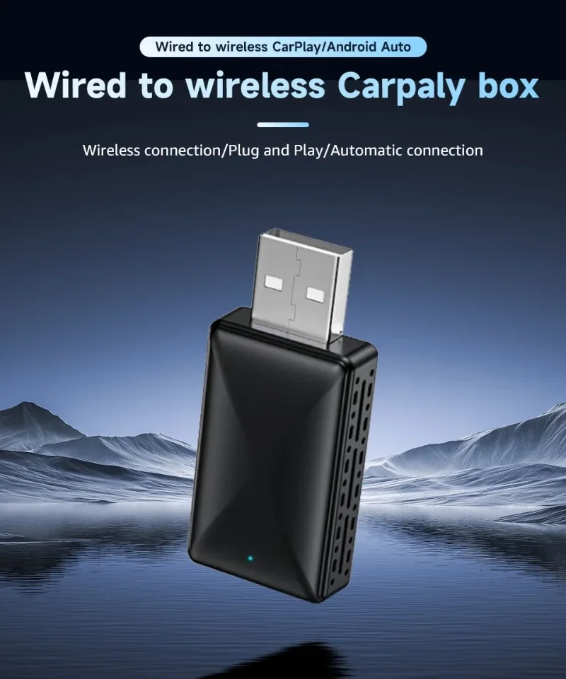 2-in-1 Wired to Wireless CarPlay Box Android Auto Bluetooth Connection Car Adapter with WIFI 5.0 Plug And Play Automatic Connect