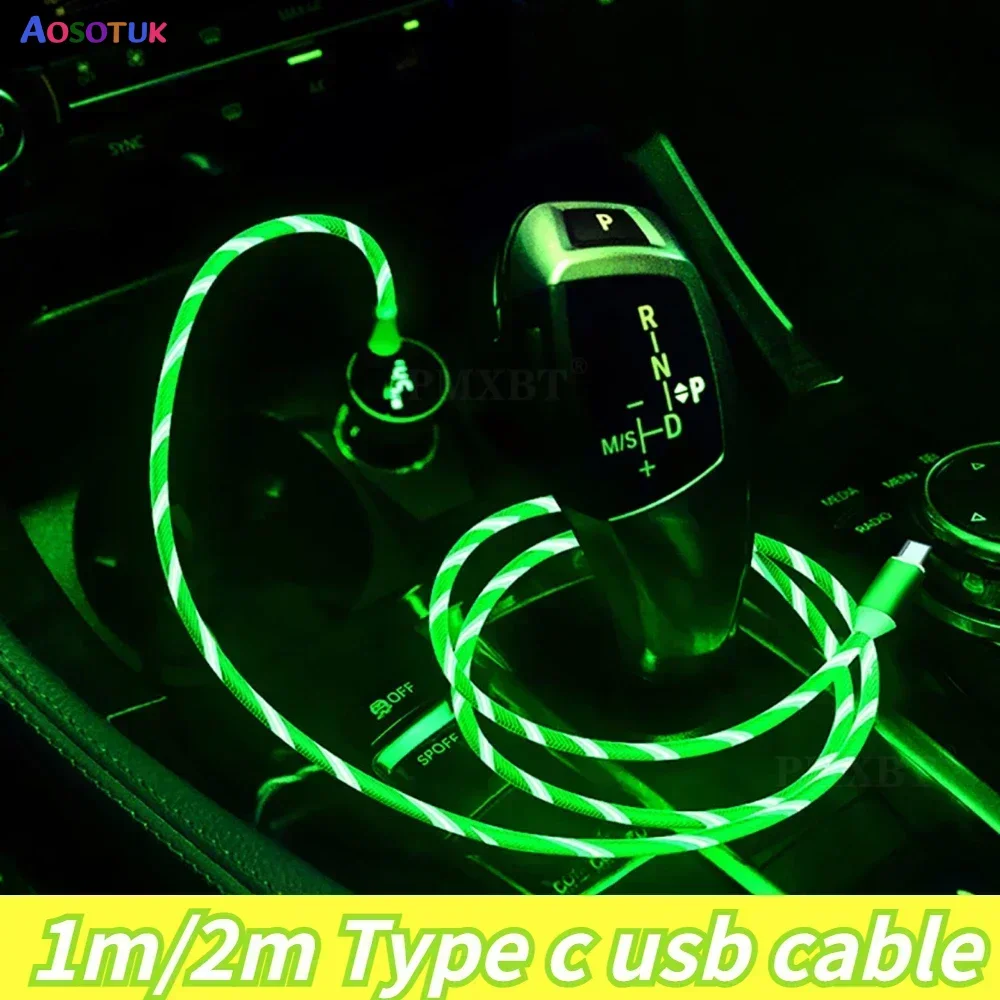 Świecący kabel LED 3A Kabel do szybkiego ładowania typu C USB typu C Kabel do szybkiego przesyłania danych Światło LED USB C Przewód
