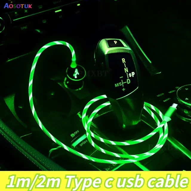 Świecący kabel LED 3A Kabel do szybkiego ładowania typu C USB typu C Kabel do szybkiego przesyłania danych Światło LED USB C Przewód