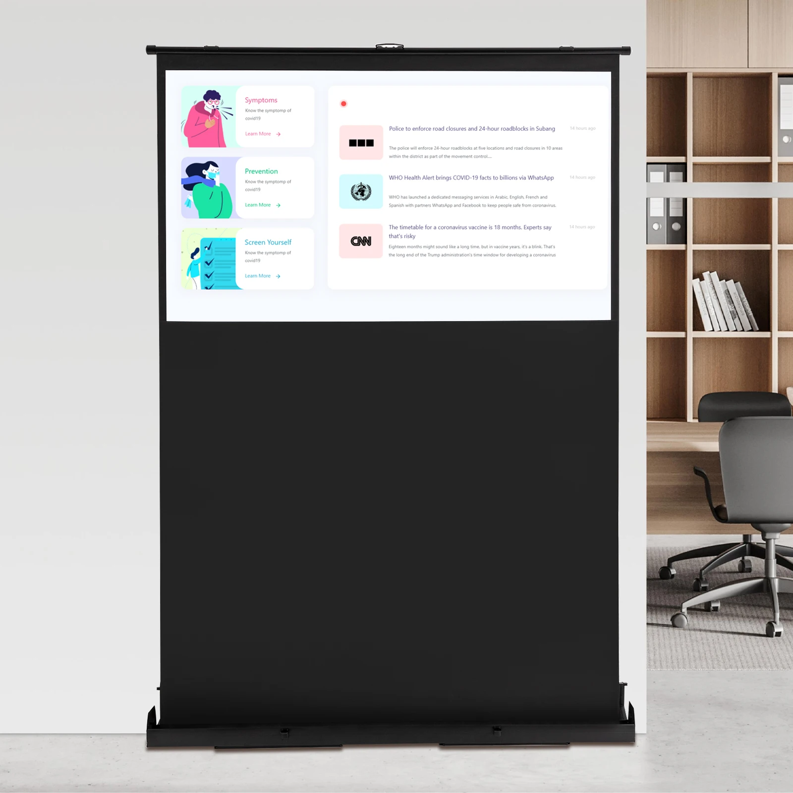 Pull-Screen-Projektion auf dem Boden um 60" 16:9 Pull-up-Projektionsleinwand Tragbare Projektionsleinwand zum Teilen von HD-Aufnahmen – Detail 20