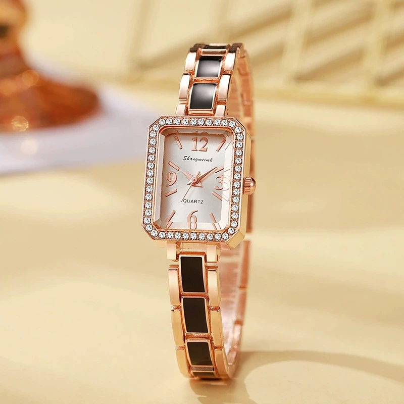 New Fashion Top High Quality Women Watches Ladies Rectangle Casual Quartz Watch Students Stainless Steel Bracelet Watches Gifts
