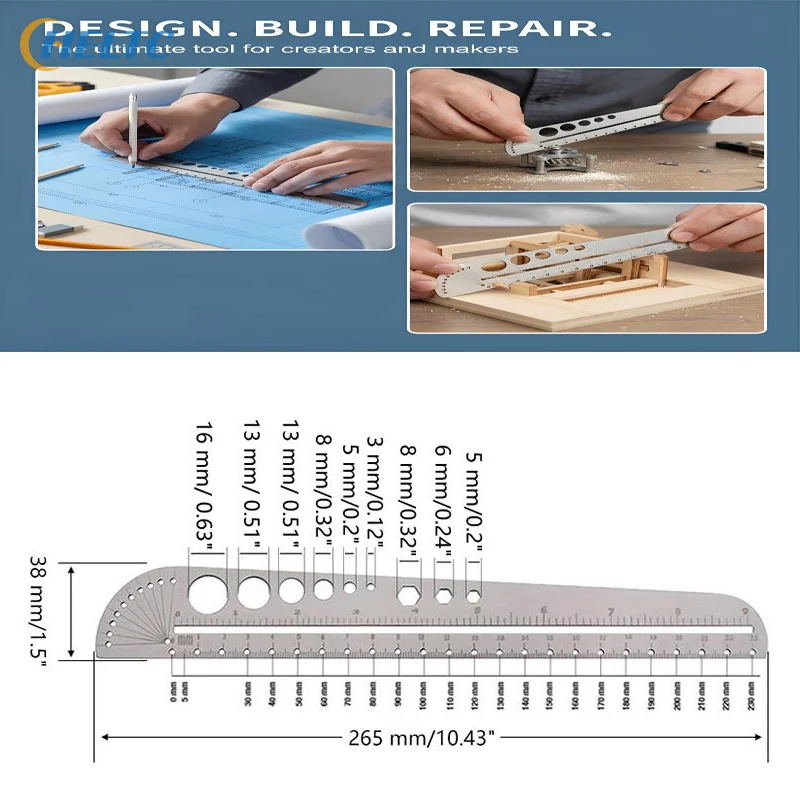 

1PCS Multifunctional Stainless Steel Angle Ruler Measurement Tool Kawaii School Supplies Art Craft Geometry Drawing Instrument
