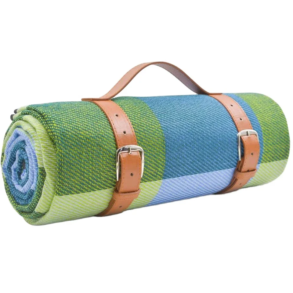 High quality outdoor green picnic blanket Portable travel camping beach picnic mat waterproof rug blanket