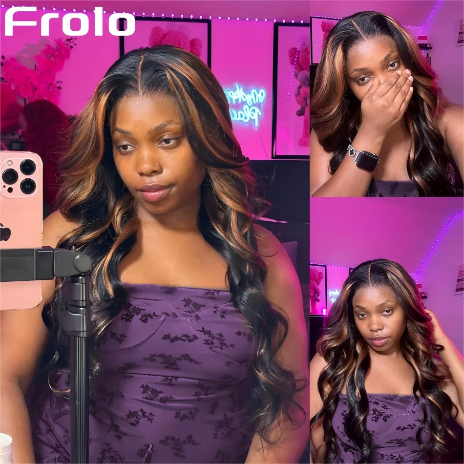 P1b30 destaque perucas de cabelo humano 100% onda do corpo 13x6 hd peruca frontal do laço 3038 Polegada peruca dianteira do laço perucas brasileiras originais coloridas