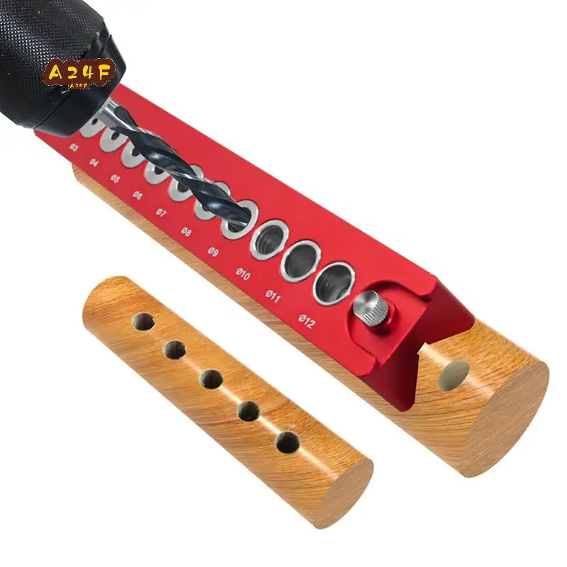 

A24F-3-12Mm Vertical Pocket Hole Jig Woodworking Dowel Drill Guide Self Centering Drill Bit Guide Jig Positioner Locator