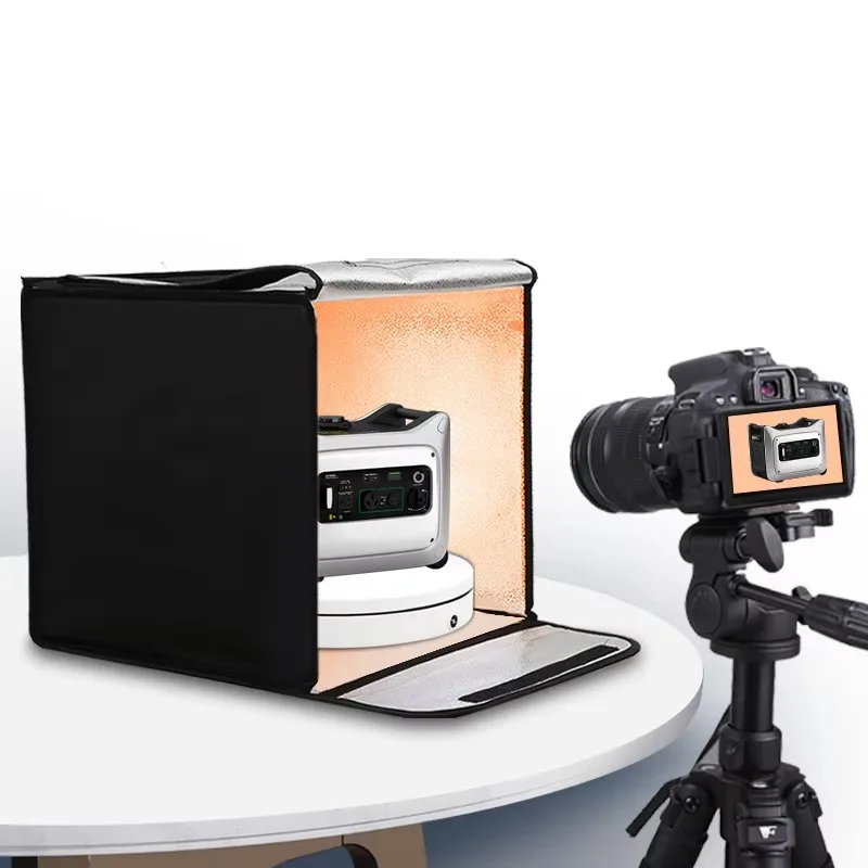 

Turntable-BKL Photo Studio Accessories 60cm Light Box Folding Photography Light Two-color Light Box Dimmer