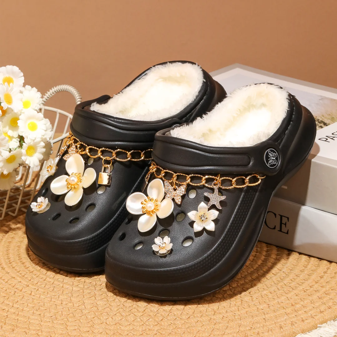 Kinder-Clogs und -Mules mit Fellfutter, leichte Garten-Schuhe mit Baumwollfutter, warme Hausschuhe für Jungen, Mädchen und Kleinkinder, 168. – Detail 15