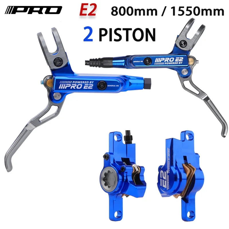 IIIPRO E2 Bicycle Hydraulic Disc Brake 2 Piston MTB Brakes Caliper Mountain Bike Oil Pressure Brake 800/1550mm Front Rear Brake