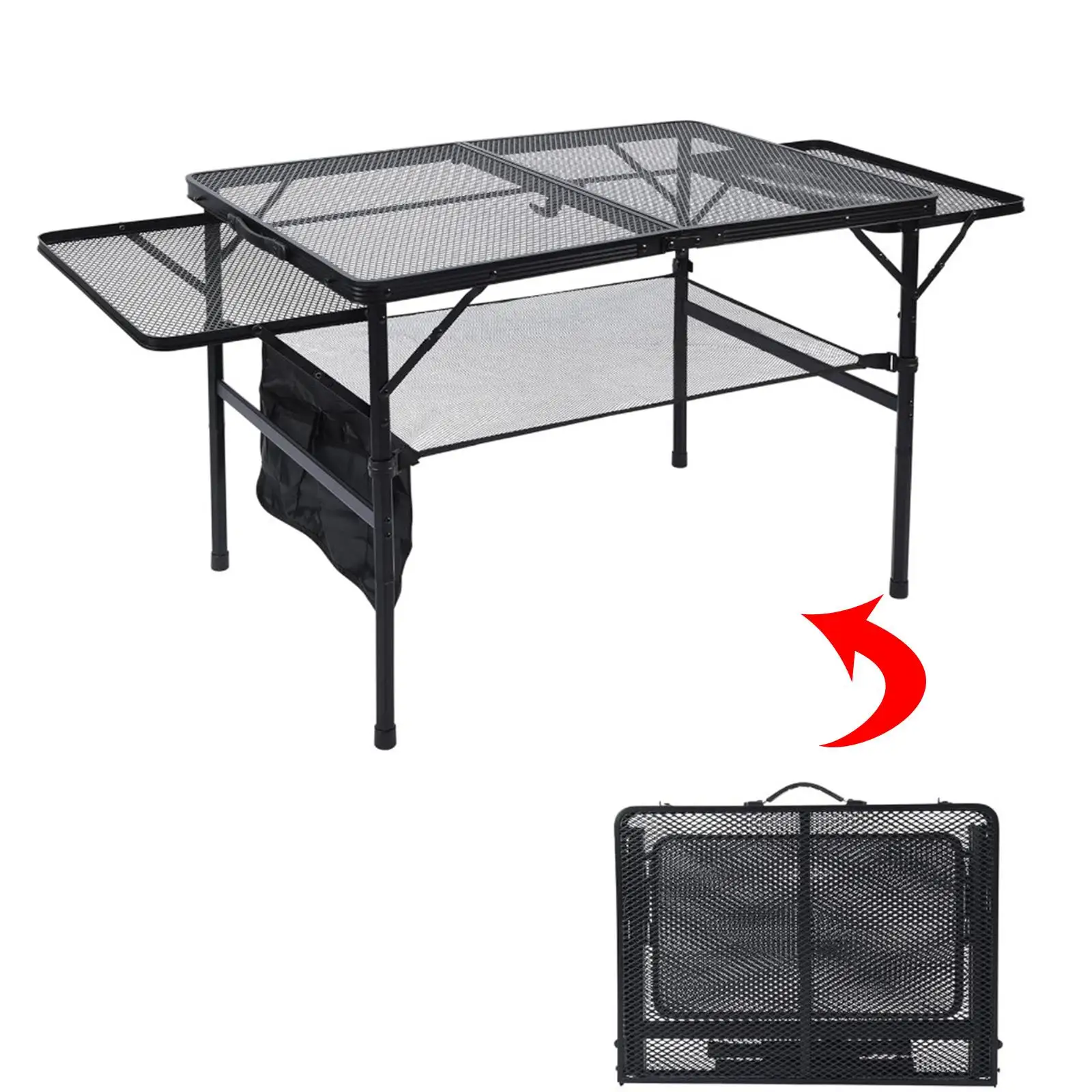 

Camping Table Beach Portable Side Pocket BBQ Furniture Folding Grill Table