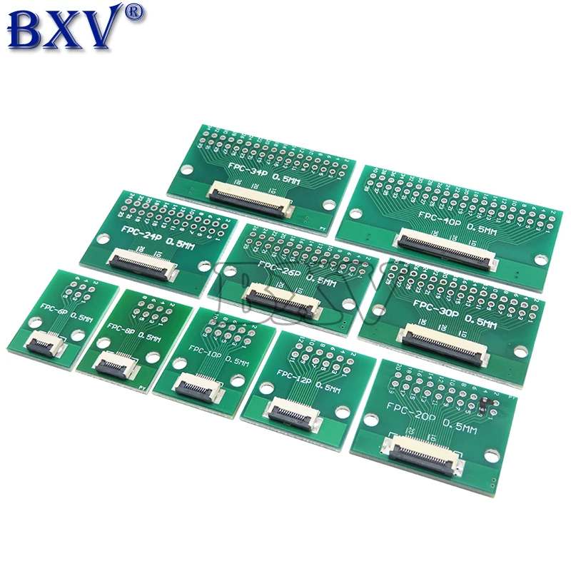 FPC FFC 0.5MM 1.0MM Pitch Conversion Board DIY PCB Board 6P~60P 6 8 10 20 24 26 30 34 40 50 60 P Connector For Cable Transfer