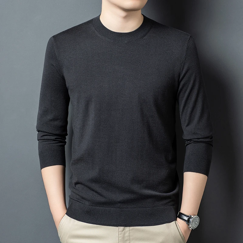 

Silk 5.8% Cashmere 3.5% Knitted Men Sweater Solid Color Stretchy Autumn New Quality Soft Comfortable Pullovers Sueters De Hombre