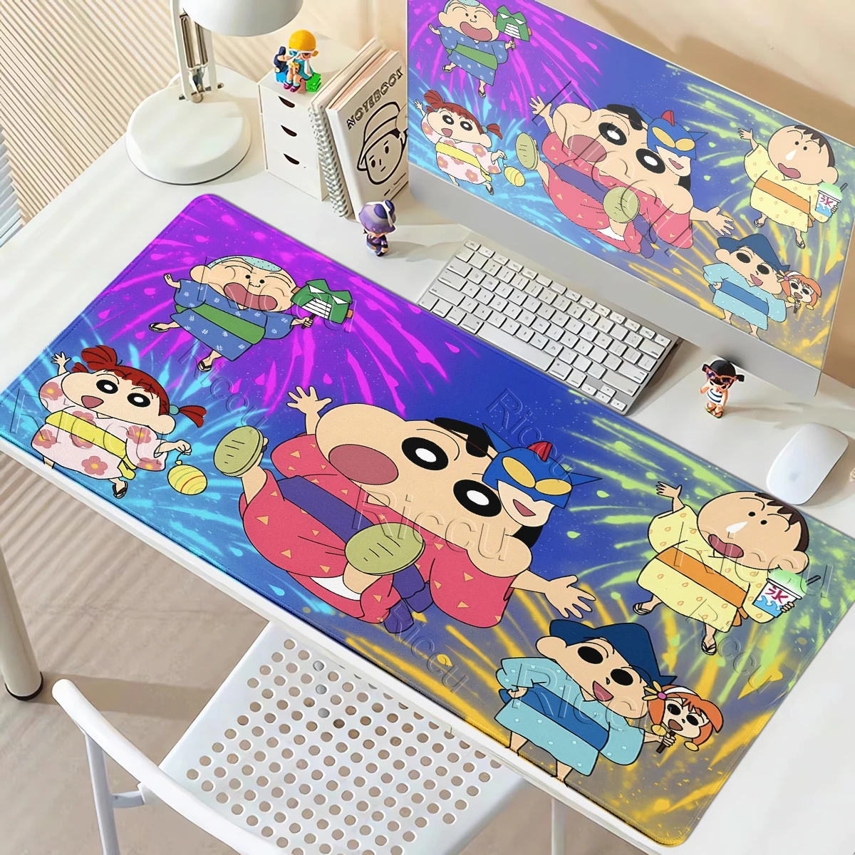 Anime Cartoon Character Mouse Pads C-Crayon Shin-chans Aesthetics Desk Carpet Gamers PC Keyboard Locking Edge Non-slip Desk Mats