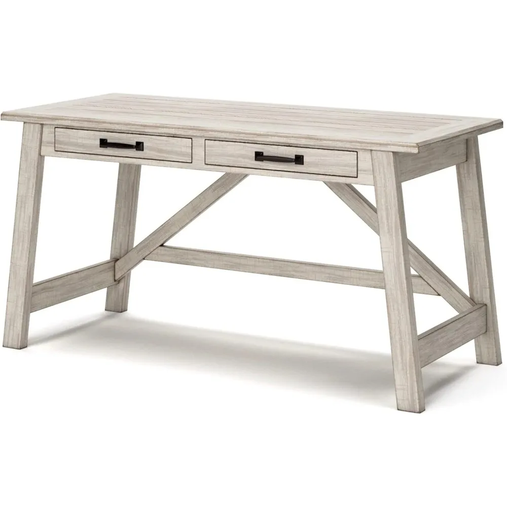 Firma il Design di Ashley Carynhurst Farmhouse 60 "Home Office Desk con cassetti, bianco invecchiato