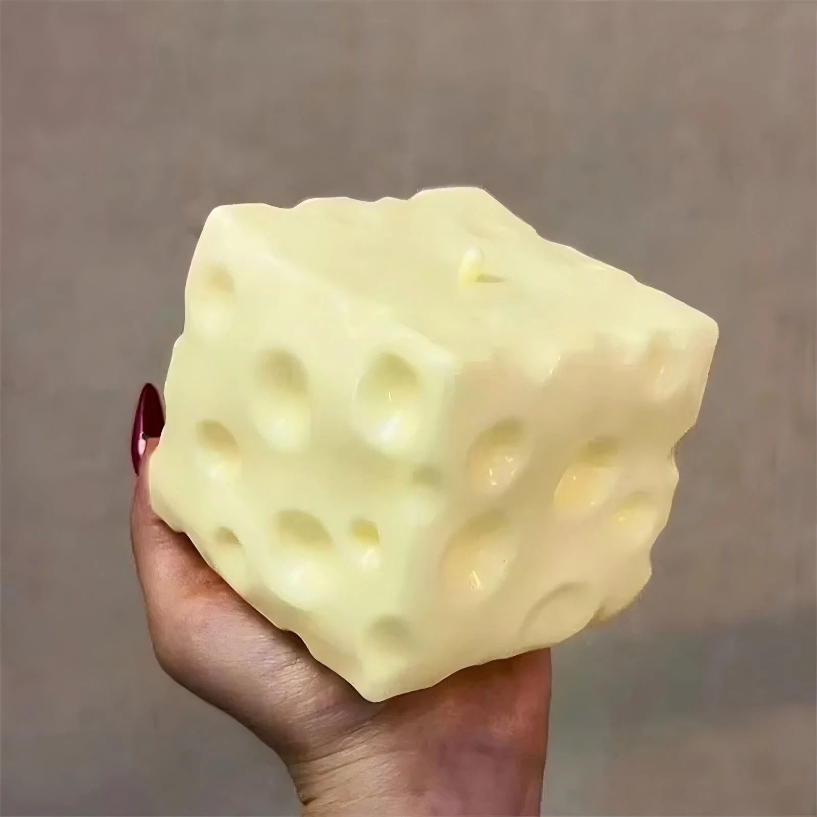 Pelota Antiestrés Gigante en Forma de Cubo de Queso - Pelota Grande Moldeable para Apretar, Juguete Sensorial ASMR, Regalo Antiestrés para Adultos