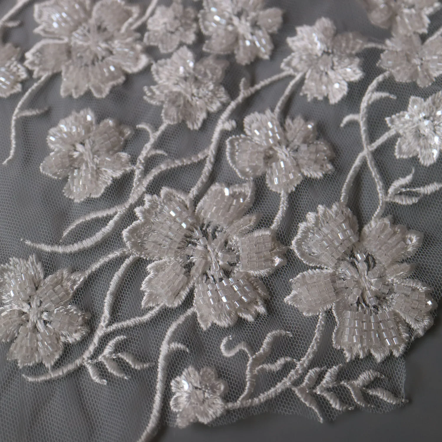 33*70cm luxury embroidery flower applique lace fabrics for wedding dresses DIY sewing floral lace trims for clothing decoration