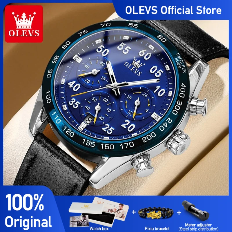 OLEVS Men's Watches Fashion Casual Original Quartz Watch for Man Chronograph Waterproof Luminous Date 24 Hour Display 2023 New