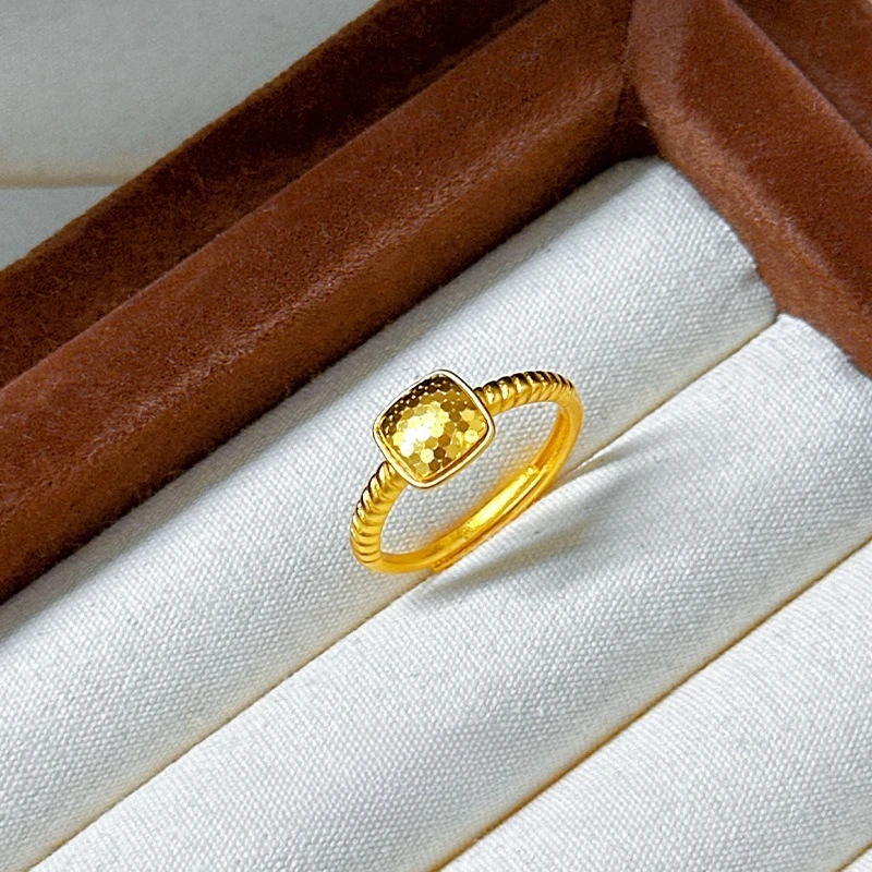 

Блестящая натуральная 18-каратная блестящая чешуя дракона, маленькое кольцо-конфета для женщин, регулируемое кольцо для невесты, ювелирные изделия на день рождения, подарки