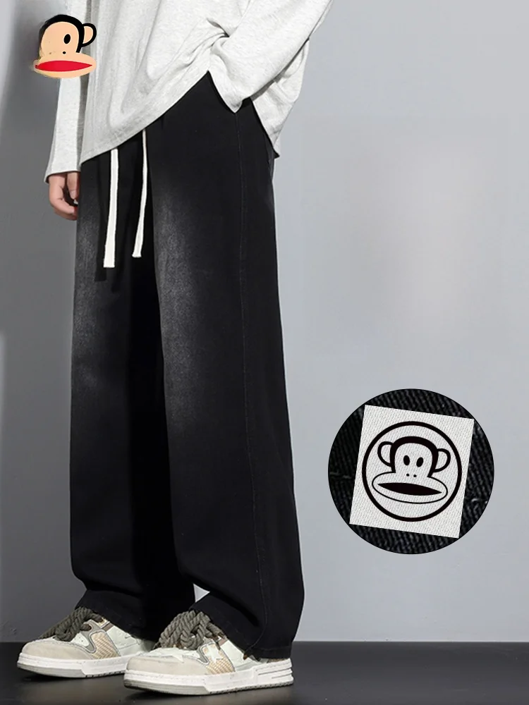 

Мужские джинсы Paul Frank American High Street свободного прямого кроя, весенние, модные, брендовые, из хлопкового денима, с эффектом драпировки