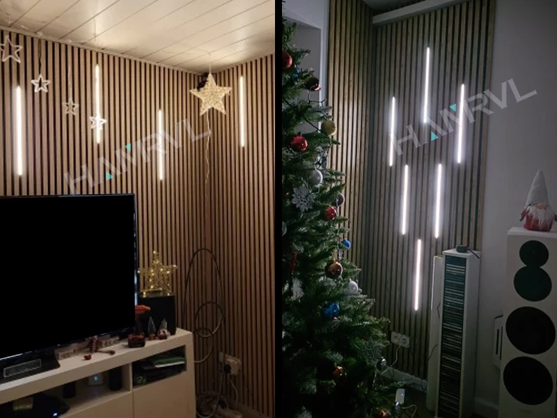 LED-Einbauleuchte, LED-Streifenleuchte für Holzlatten, Wandpaneel in Parallel mit Berührungssensor, selbstklebend für Lattenwanddekoration – Detail 11