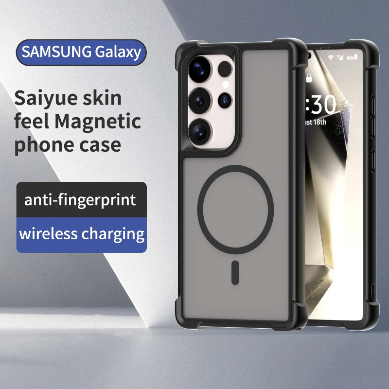 Für Magsafe Magnetische Drahtlose Lade Neue Einfarbig Vier Ecke Anti Drop Telefon Fall Für Samsung S25 Ultra S23 S24 Ultra plus