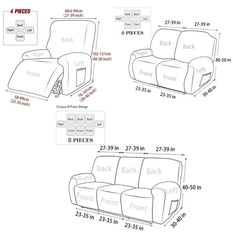 1/2/3Seat Jacquard Recliner Sofa Cover Stretch Armchair Slipcover Anti-slip Recliner Couch Cover Home Decor Fotel Wypoczynkowy