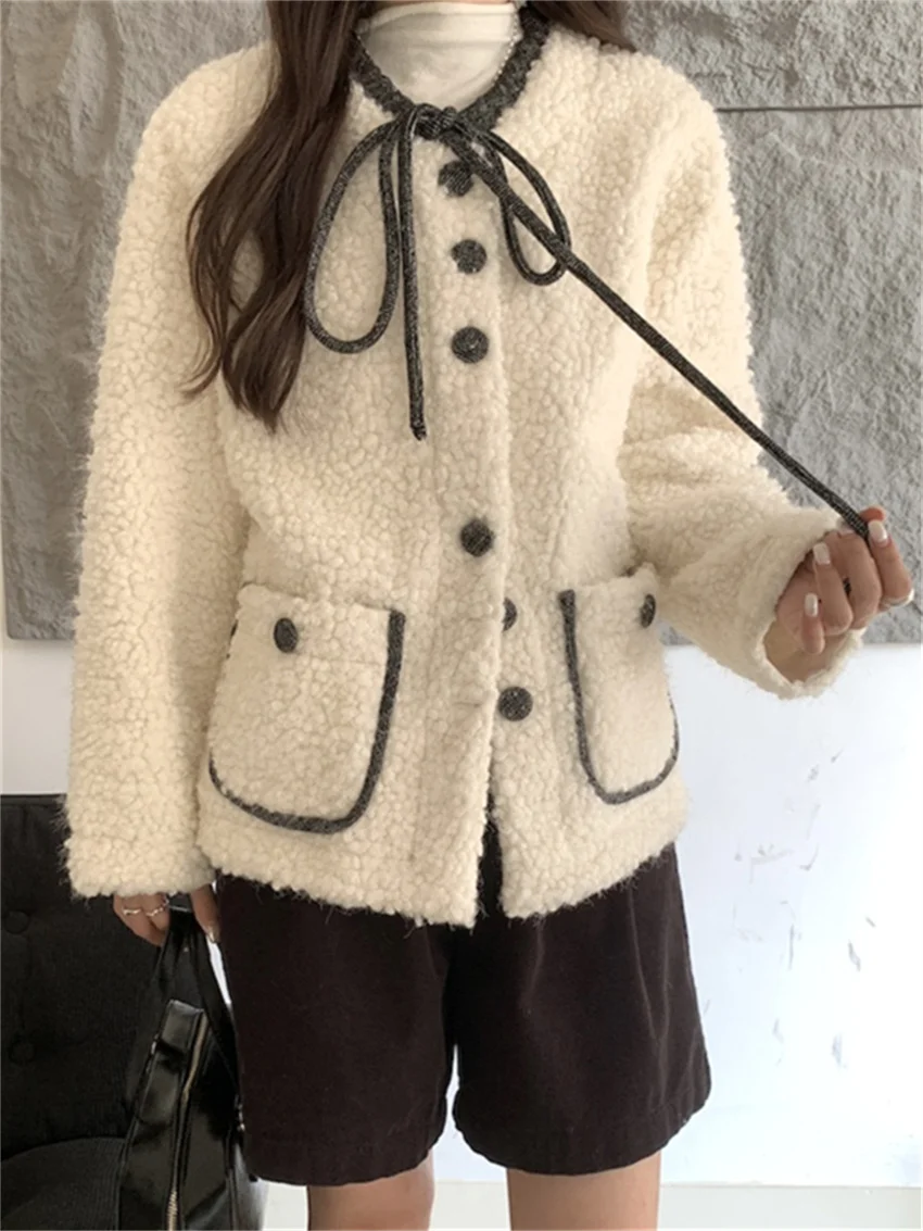 Alien Kitty Slim Elegant Coats Women Woolen Winter Sweet Girls Office Lady 2025 Curl Daily Casual Gentle High Street New