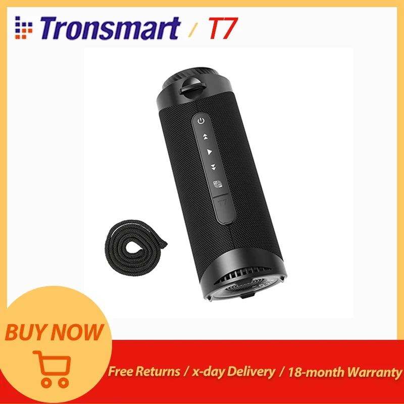 Enceinte Bluetooth portable Tronsmart T7 avec basses équilibrées, étanche IPX7, modes LED, pour l'extérieur