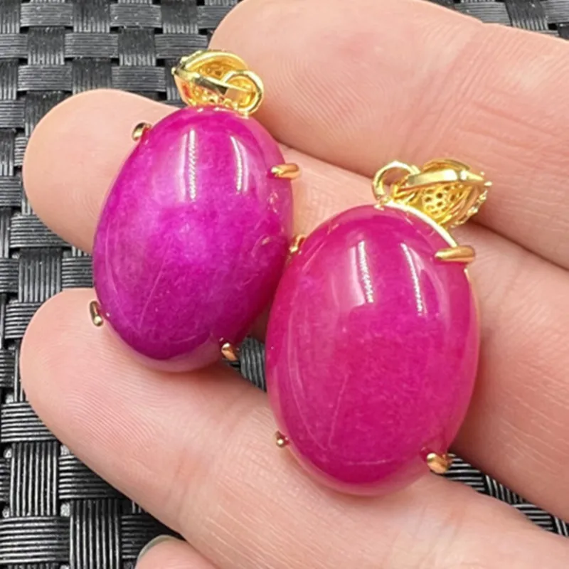 Peach Blossom Jade Egg-Shaped Jade Pendant Pink Quartz Rock Jade Oval Jeweled Pendant Optimized Sugilite Pendant