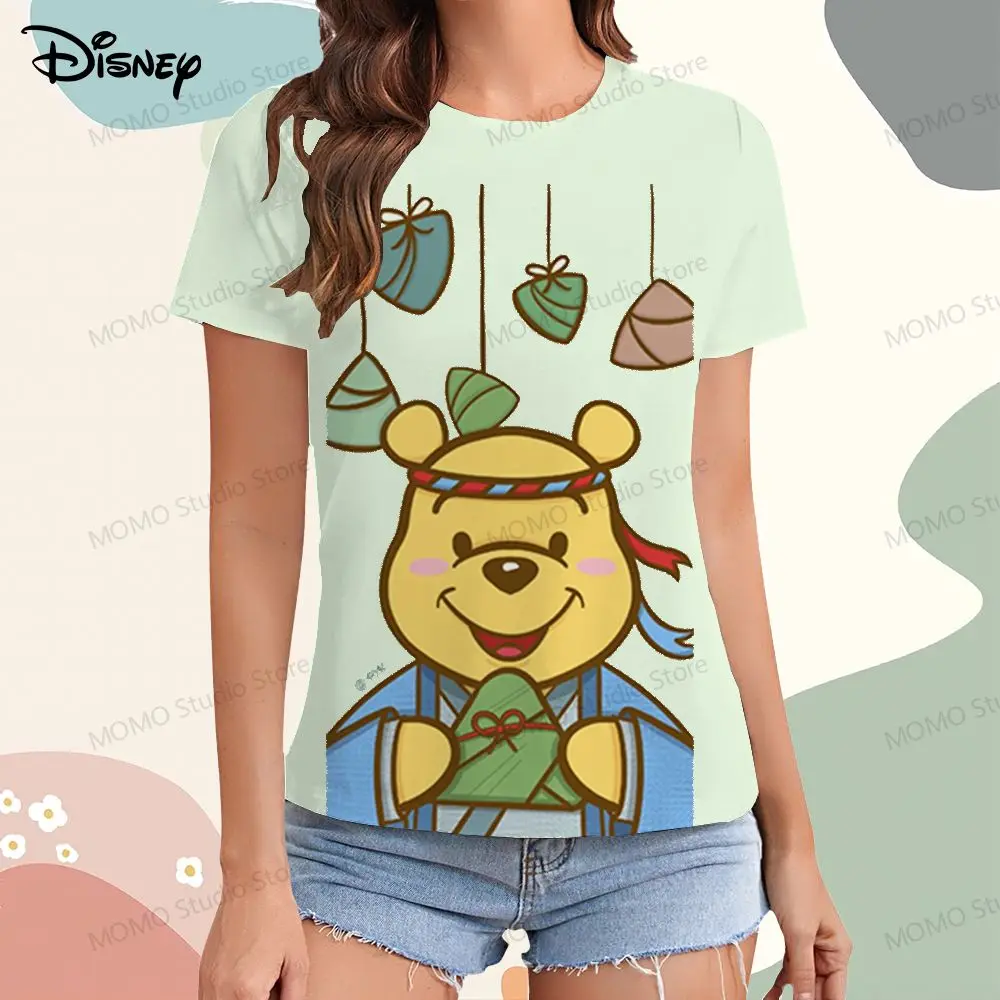 Women\'s T-shirt Disney Winnie Pooh XS-3XL Kawaii Summer T-shirts Leisure Y2k 2024 Woman Clothing Top Street Wear Cheap Clothes