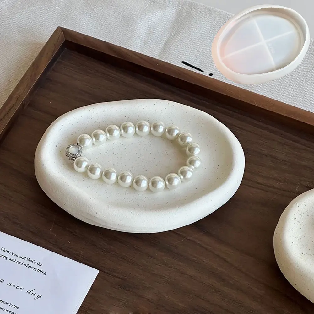 rregular Jewelry Tray Silicone Mold Organic Pebble Shape Candle Plate Cement Mould Nordic Clay Mold for Resin Soap Dish Maker