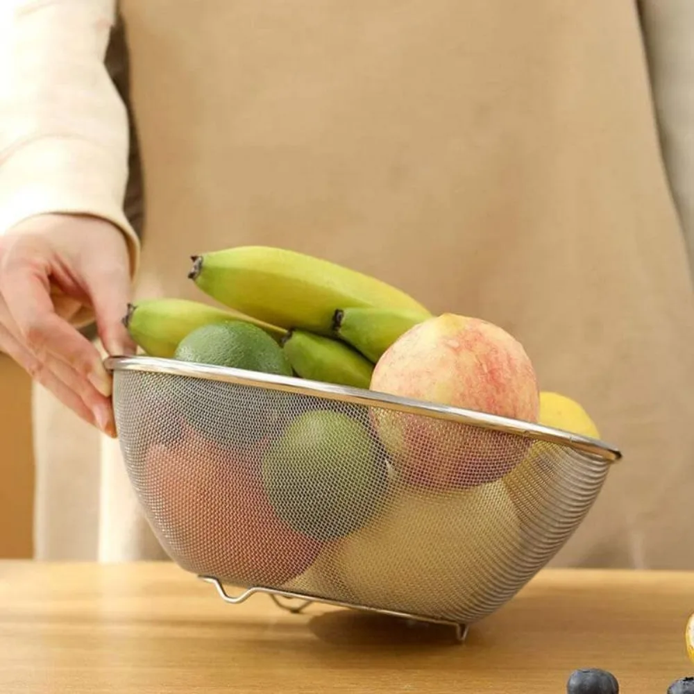 

Food-grade Stainless Steel Colander Household Kitchen Two-piece Set Salad Basin Leakage Basin Wash Vegetables Water Leakage Bowl