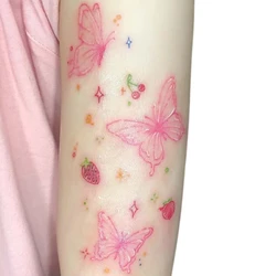 1 Sheet Strawberry Butterfly Tattoo Sticker Waterproof Lasting Temporary Tattoo