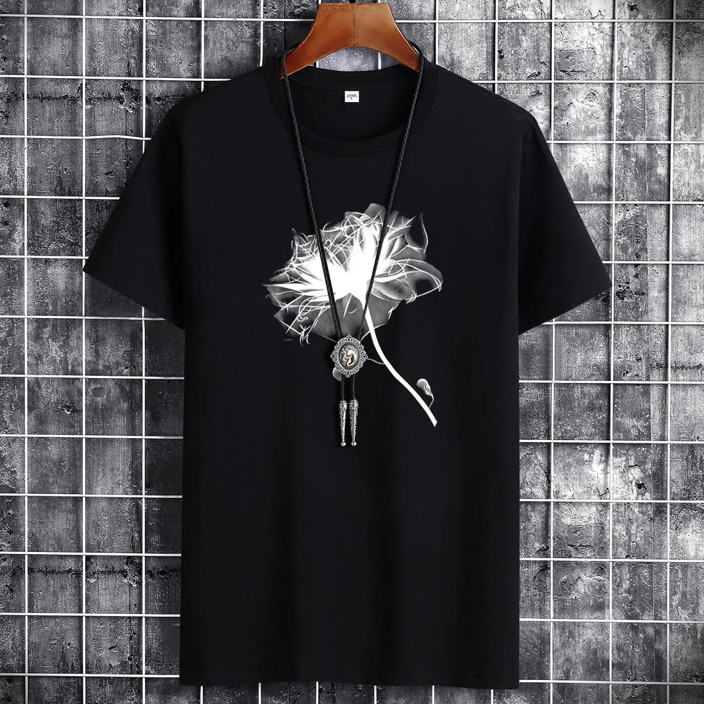 JFUNCY Men's Summer Cotton T-Shirt Harajuku Street Style Letter Print Hand-Painted Custom Design Service Available