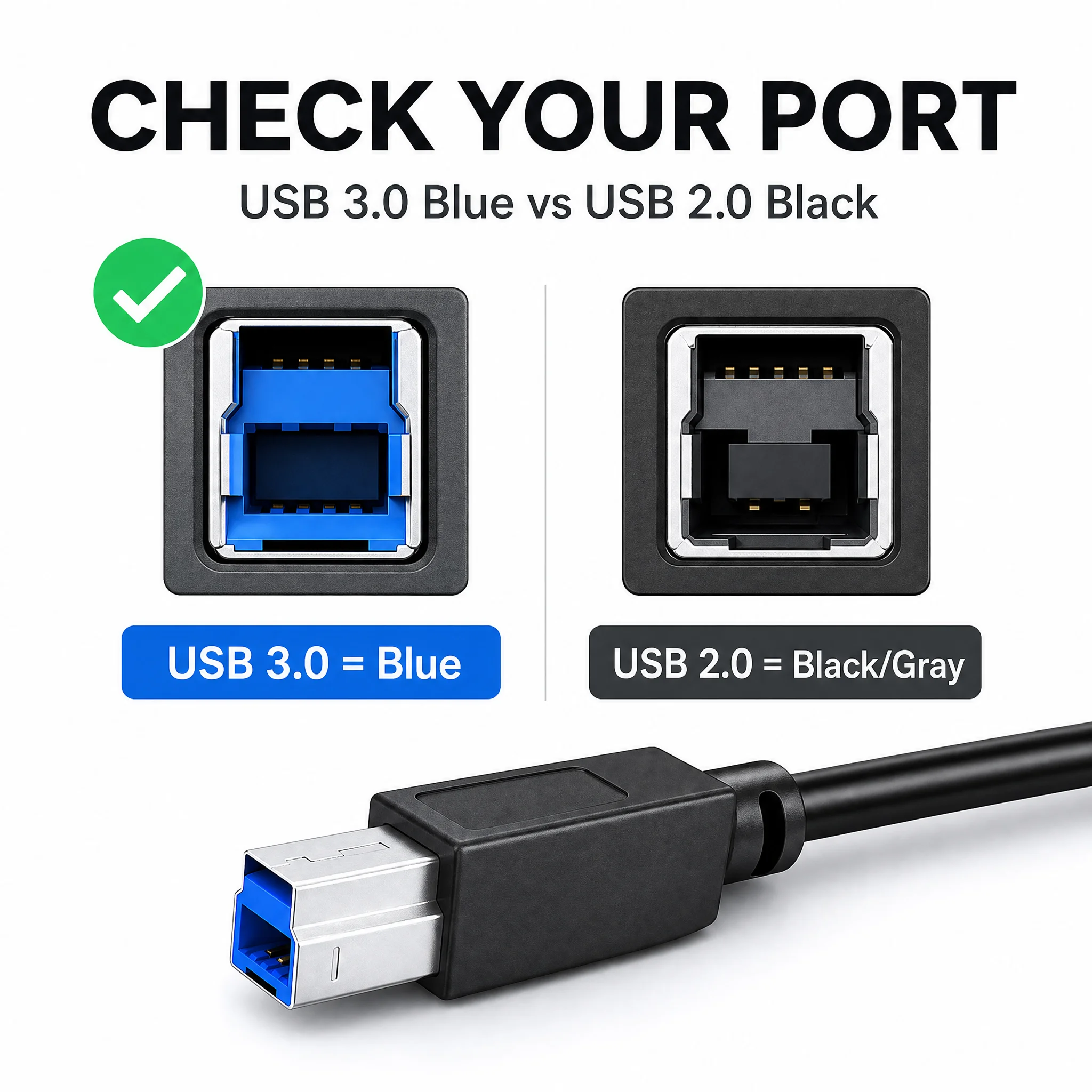 USB 3.0 Type C To USB B Printer Cable 5Gbps High Speed Data Cable for Printer Scanner External Hard Drive Docking Station
