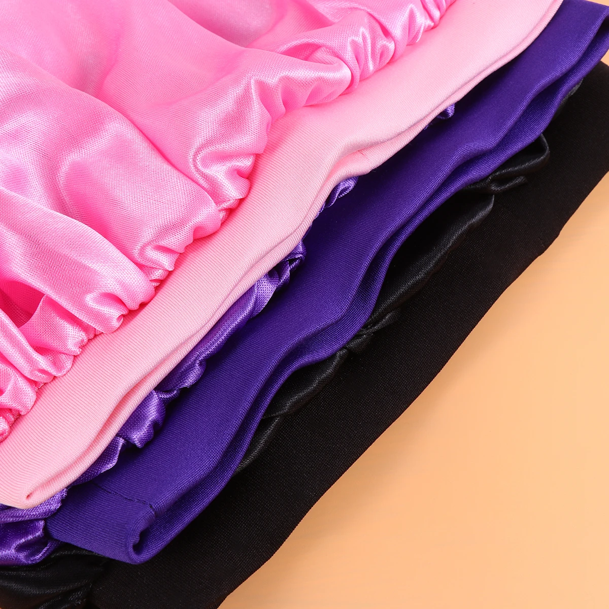 

3pcs Hair Protection Caps Satin Bathing Sleep Caps Lightweight Elastic Rim Design For Home Bath Travel Use (Purple Black
